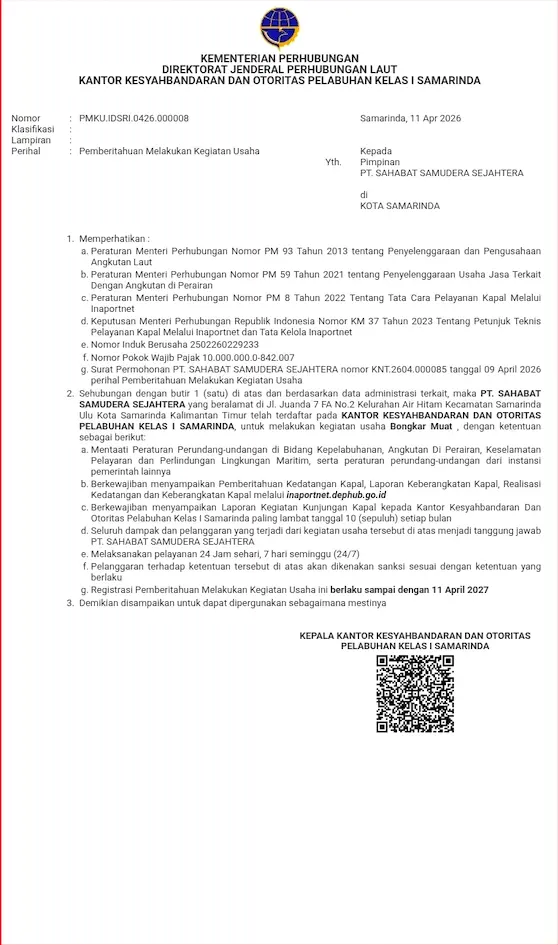 Pemberitahuan Kegiatan Usaha