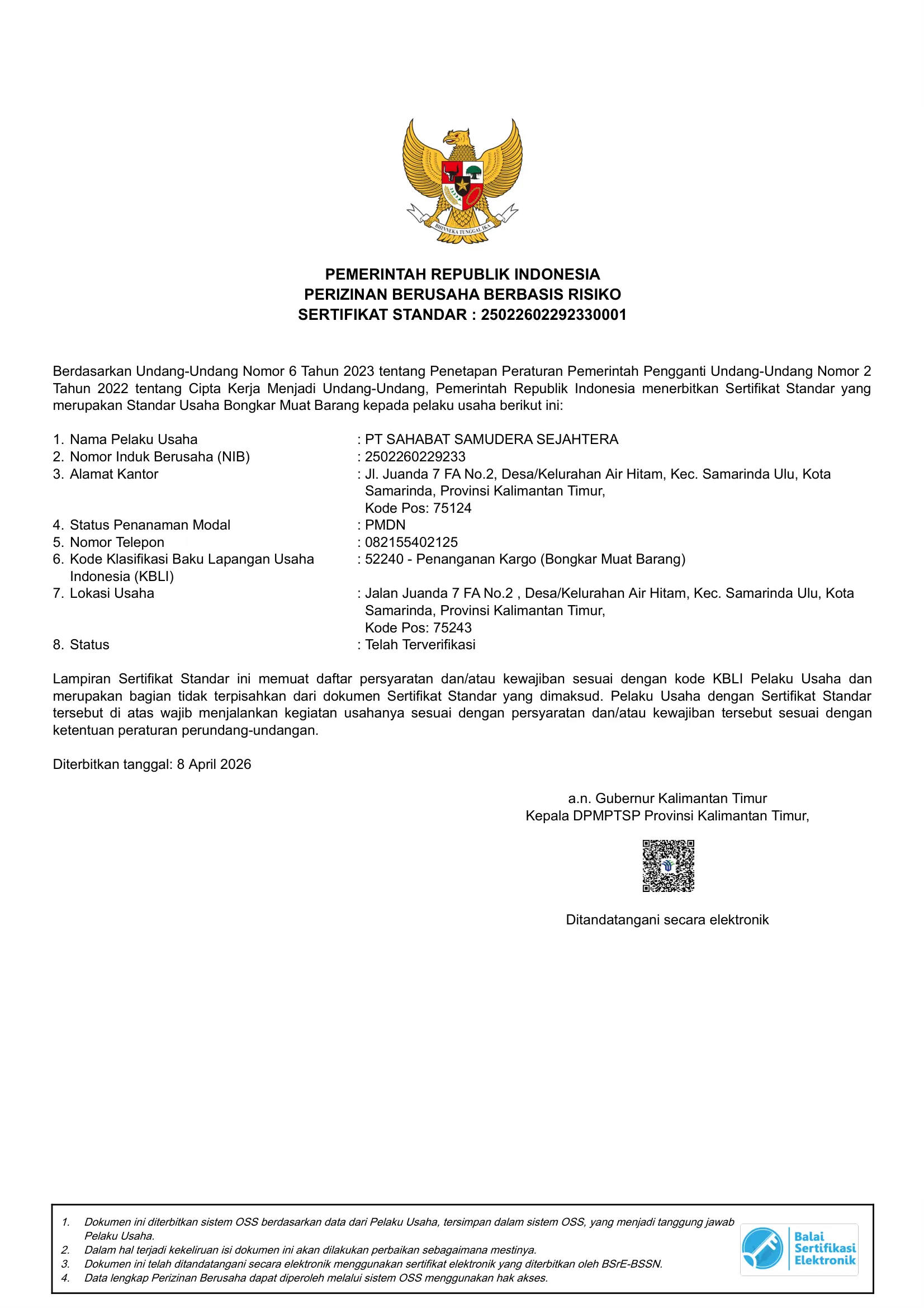 Sertifikat Standar Usaha